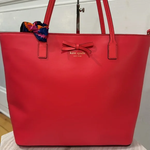Kate Spade Tote Sawyer Street Tori Large Pink Coral Leather Bag - Picture 4 of 17